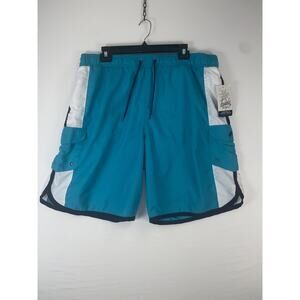 Trunks Surf & Swim Co Shorts Mens 2XL Blue Colorblock Swim Trunks Quick Dry